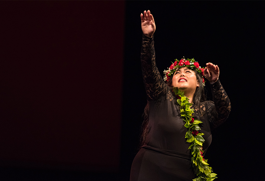 Person performing Hawaiian Hula and Tahitian Dance