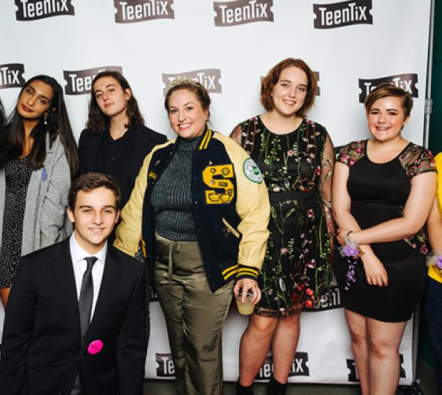 Promo image of teens in front of Teen Tix banner