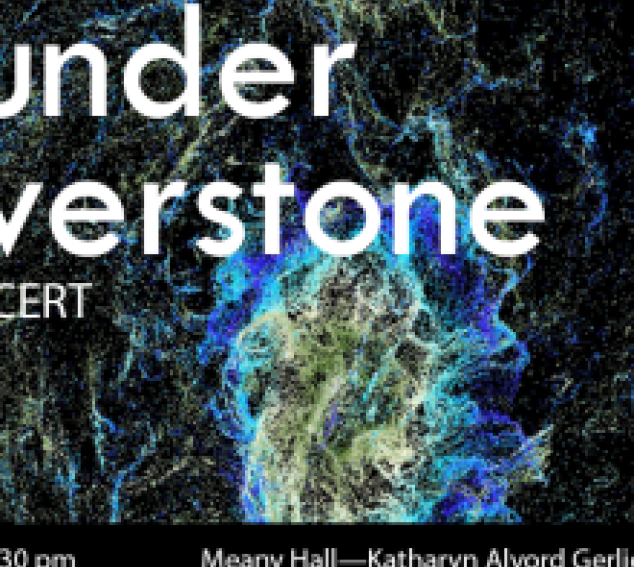 Poster announcing the DXARTS Fall Concert on 11/5/25 with an abstract image resembling a water vortex