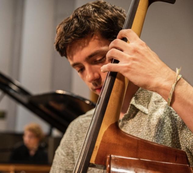 Jazz studies students perform in Brechemin Auditorium (Photo: Mark Stone/UW Photography).