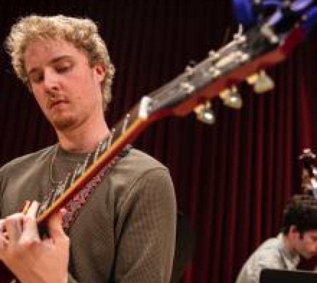 Student jazz guitarist (Mark Stone photo).